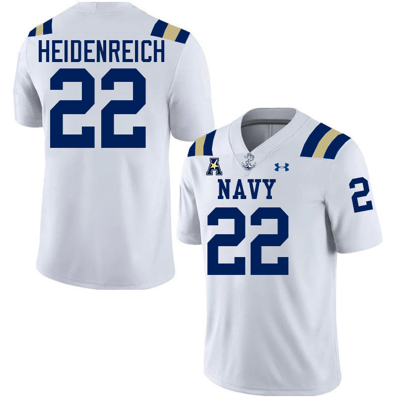 Navy Midshipmen #22 Eli Heidenreich College Football Jerseys Stitched-White